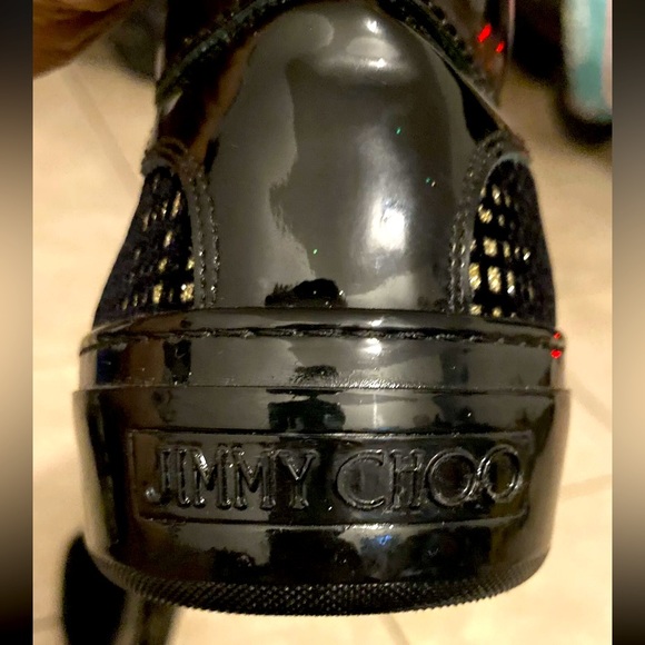 Jimmy Choo Men's Belgravia Black/Gold Net Flocked Glitter Sneakers N3765 Size 13 - Picture 4 of 9